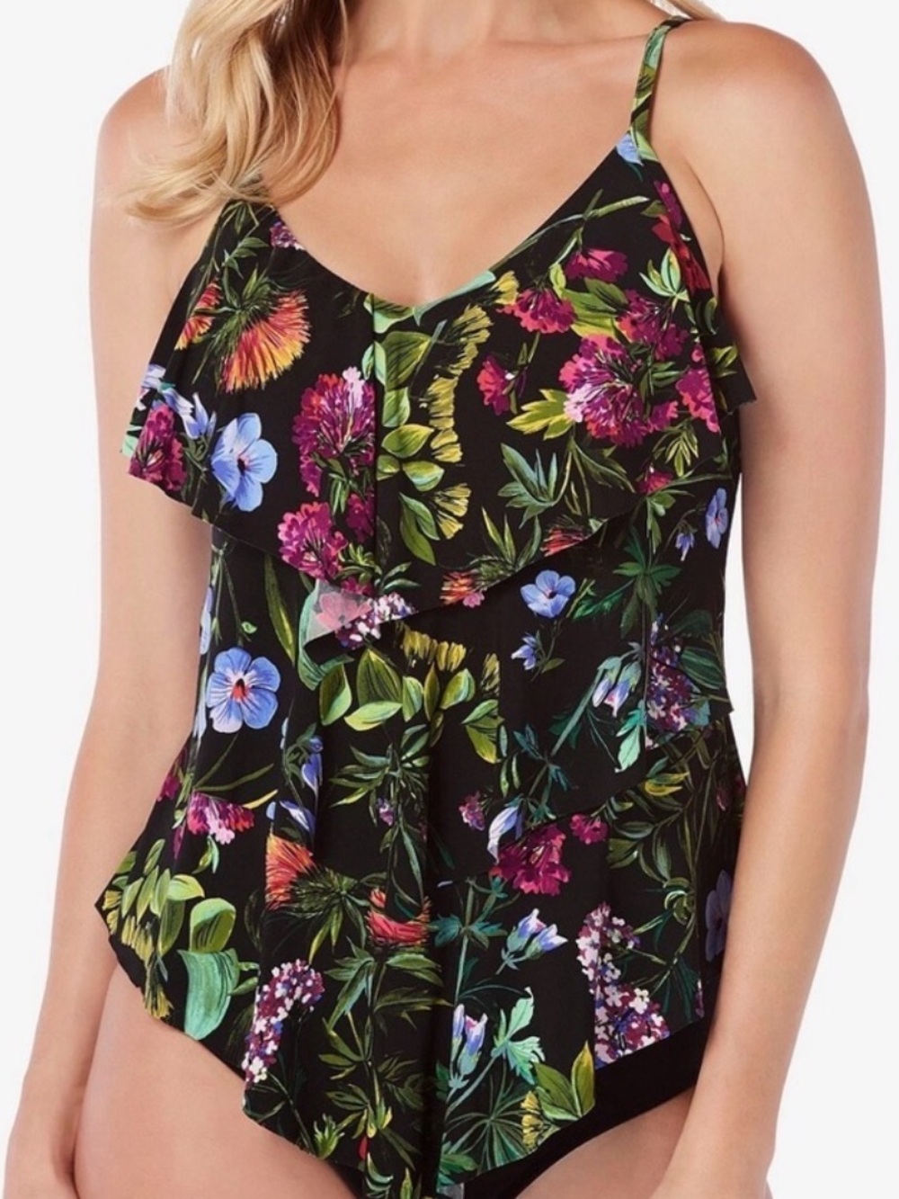 MAGICSUIT Floral Rita Modern Tankini Top 12 Wireless Swimsuit Tummy Control